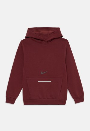 Kopio maroko spalvos, pagamintas iš medvilnės mišinio, su priekinėmis kišenėmis, virvele reguliuojamu gobtuvu ir atspindinčia pilka Nike logo bei akcentu.