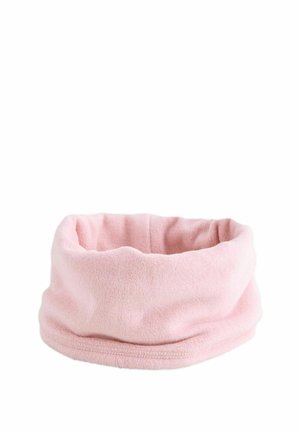 Fleece-Halswärmer in zartem Pink. Verfügt über eine zylindrische Form mit einer glatten, strukturierten Oberfläche und einem genähten Rand für Langlebigkeit.