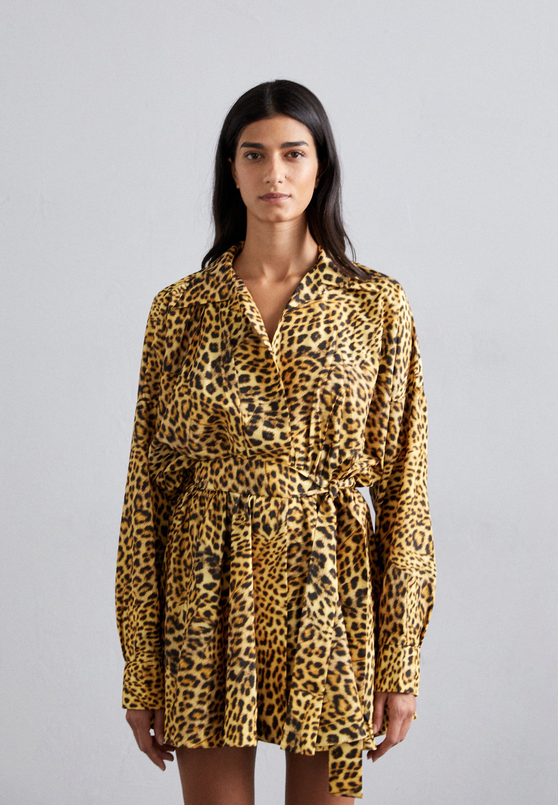 Norma Kamali SUPER FLARED MINI DRESS - Shirt dress - cheetah patch/beige -  Zalando.co.uk