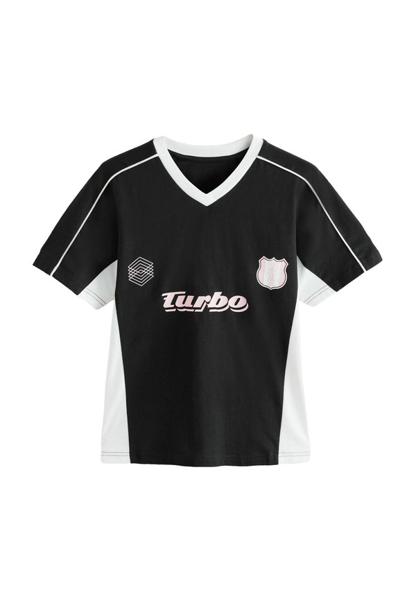 REGULAR FIT -SHORT SLEEVE CONTRAST COLLAR V-NECK   - T-Shirt print