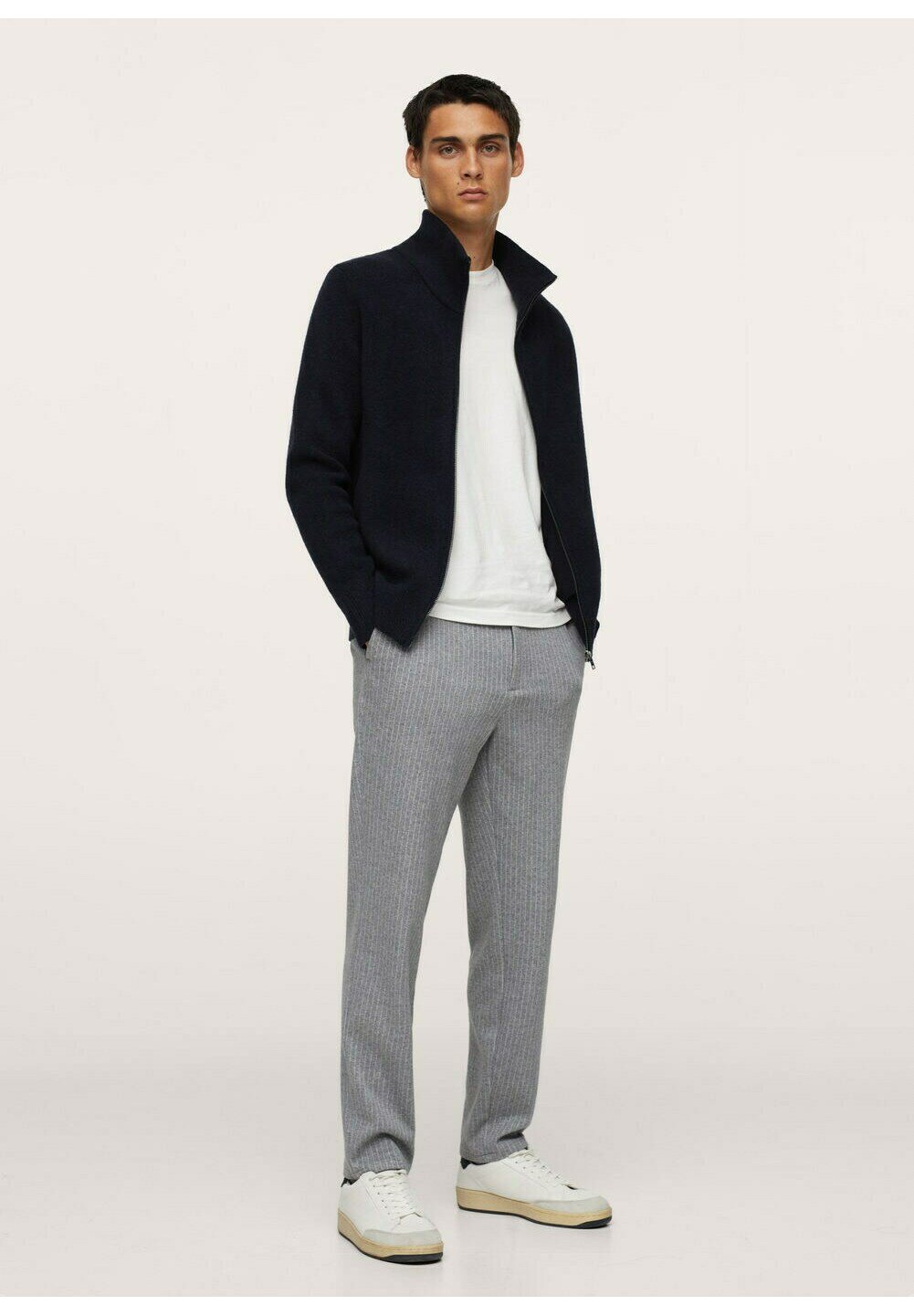 Mango GESTREEPTE - Broek - lichtgrijs/lichtgrijs gemêleerd - Zalando.nl