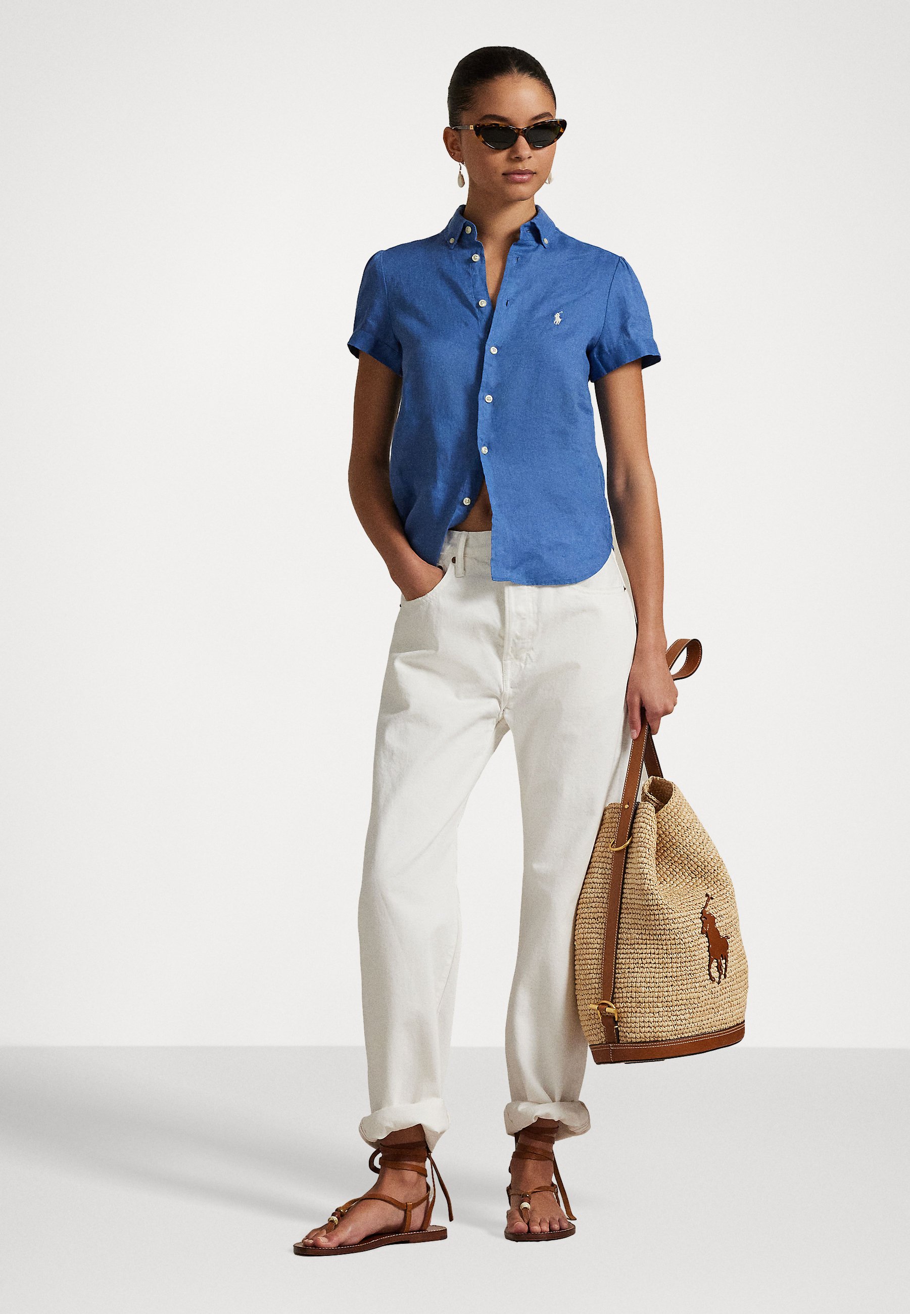 売れ筋商品|||ラルフローレン シャツ レディース トップス WOVEN SPORT SHIRT - Button-down blouse - retreat blue Polo Ralph Lauren LINEN SHORT SLEEVE SHIRT - Button-down