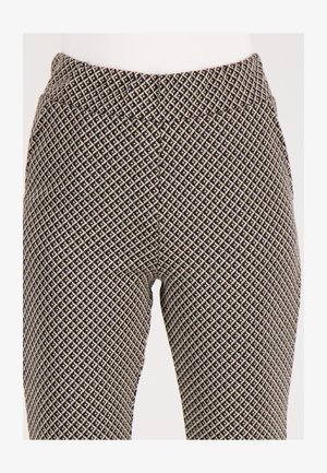 Slim fit broek met een ruitpatroon in marineblauw, crème en beige kleuren. Gemaakt van gestructureerde stof met een soepele tailleband.