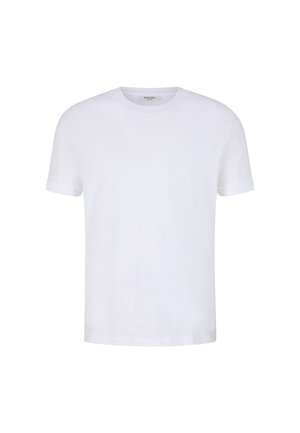 Witte T-shirt met korte mouwen van een zachte, lichte stof. Ronde hals, relaxte pasvorm en geen zichtbare patronen of accenten.