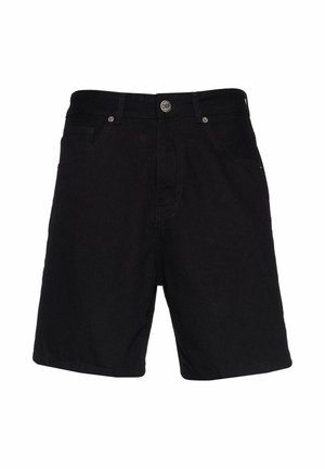 Svarte denimshorts med knappeåpning, to frontlommer og forsterkede sømmer. Rett snitt med standard midjehøyde.