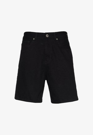 Svarte denimshorts med knappeåpning, to frontlommer og forsterkede sømmer. Rett snitt med standard midjehøyde.