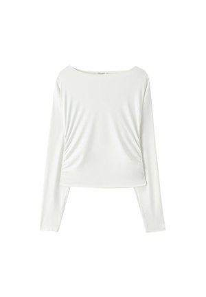 Stradivarius, LONG SLEEVE RUCHED TOP - T-shirt à manches longues - beige