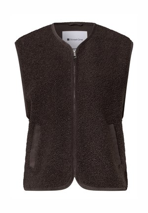 Street One, TEDDY-WESTE MIT ZIPPER UND CORDDETAILS - Veste sans manches - auburn brown