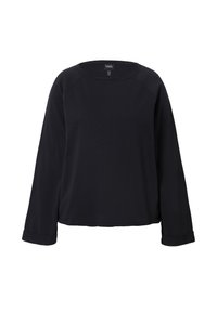 Maglia nera a maniche lunghe realizzata in morbido cotone. Presenta un collo rotondo e maniche arrotolabili. Design semplice e dalla vestibilità rilassata.