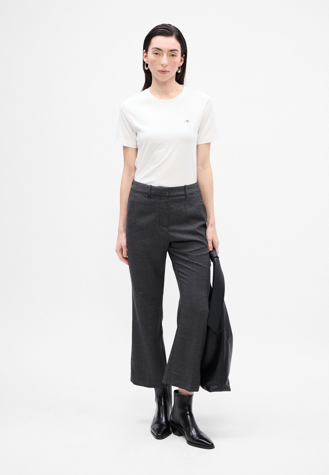 CHECKED CROPPED FLARE SLACK