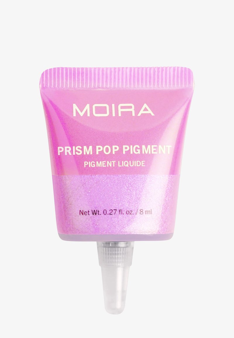 Pink-purple tube of Moira Prism Pop Pigment liquid cosmetic, 0.27 fl oz (8 ml) with a clear twist-open nozzle cap.