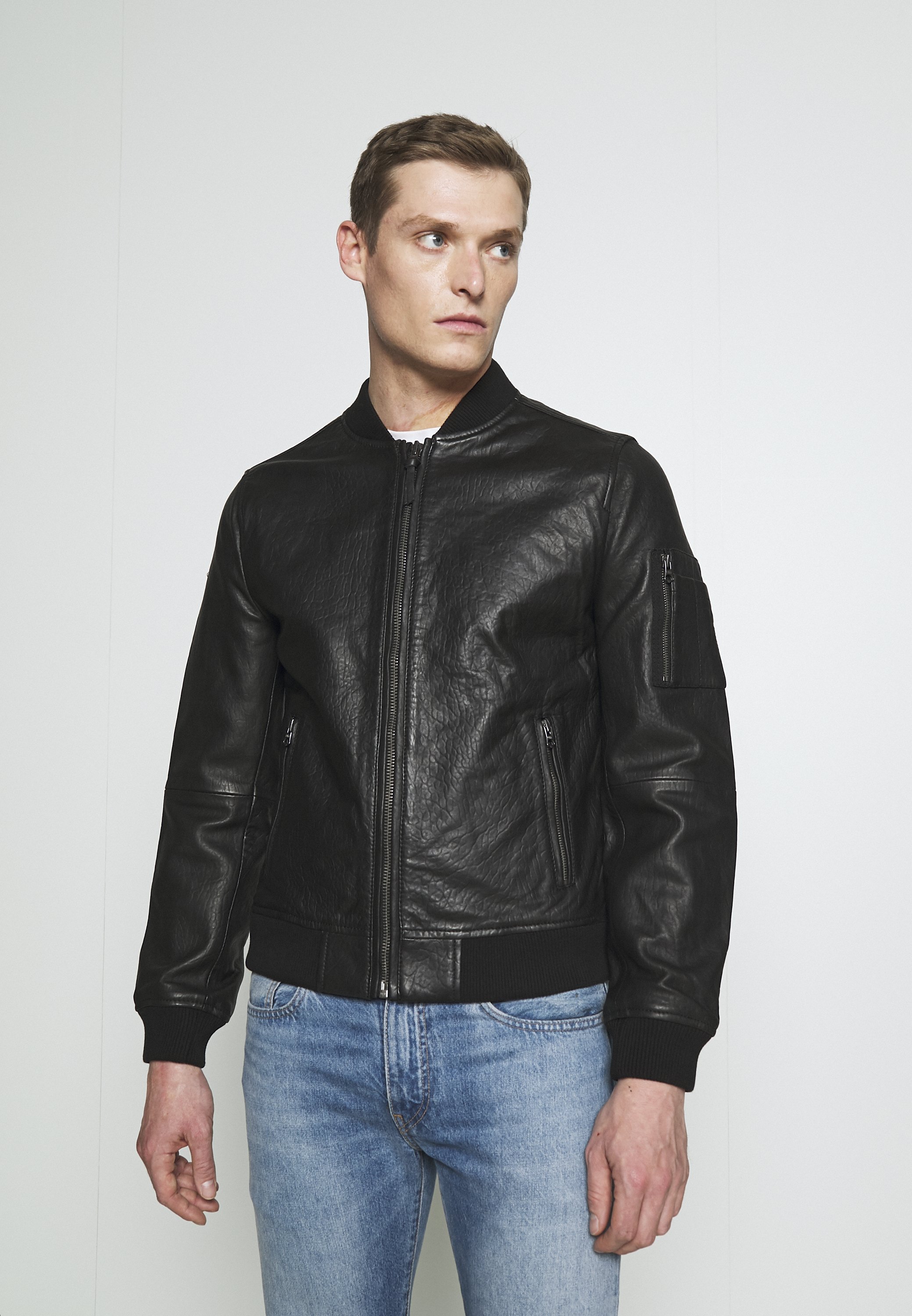 Superdry Chaqueta de cuero - black/negro - Zalando.es