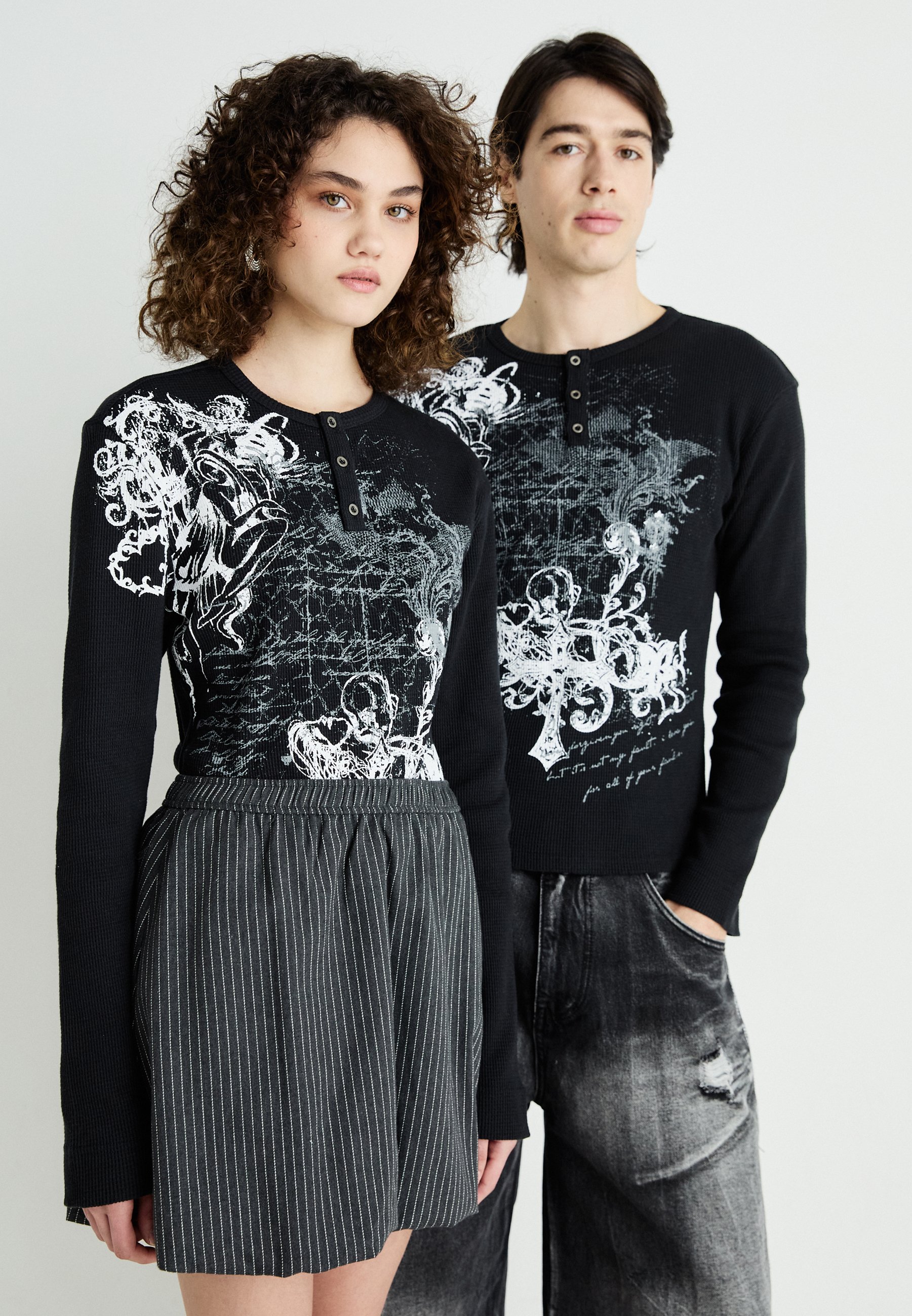 Jaded London ANOINTED WAFFLE HENLEY UNISEX - Long sleeved top 