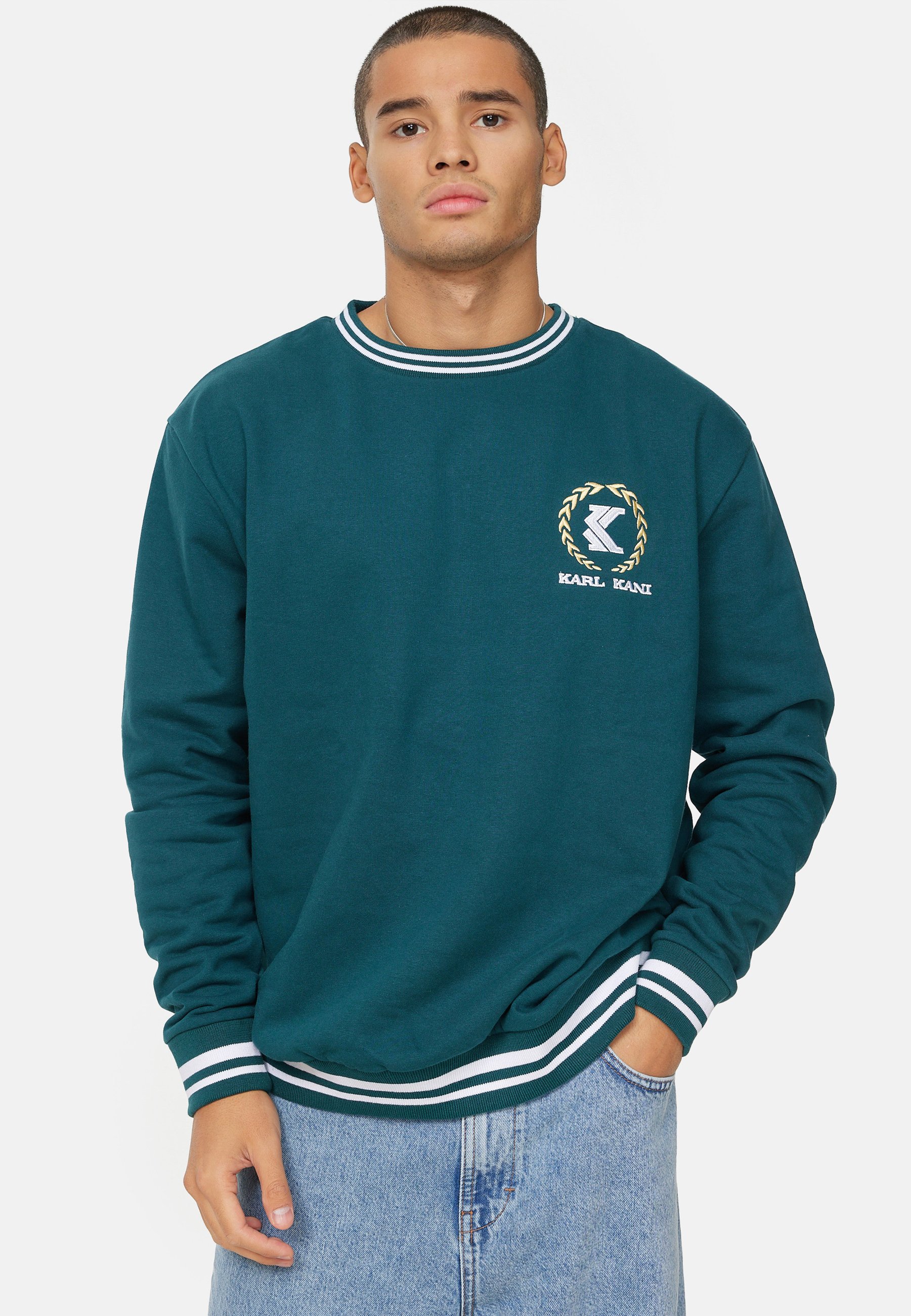 Karl Kani RETRO EMBLEM COLLEGE CREW - Sweater - teal white/petrol - Zalando .nl
