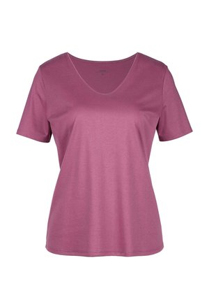 V-hals t-shirt van zachte, lichte stof, met korte mouwen en een gladde, egale magenta kleur in een casual pasvorm.
