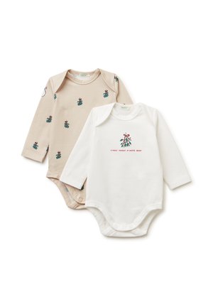 TWO PACK LONG SLEEVE ONESIES - Kruippakje - beige