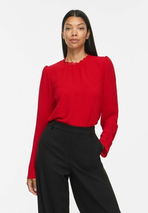 VILA, VIPALLAS L/S O-NECK TOP/KA - Blouse - racing red