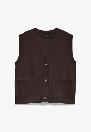 Vero Moda, KNITTED VEST VMGOLD KNITTED VEST - Smanicato - chocolate torte