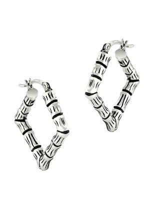 SilberDream CREOLEN BAMBUS ECKIG - Earrings - silberfarben