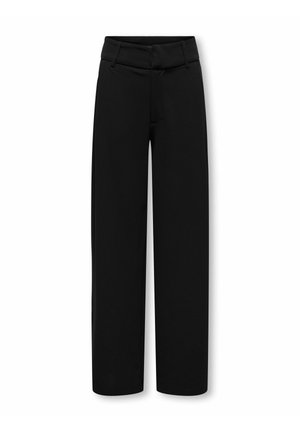 Pantalon noir taille haute à jambes larges avec passants de ceinture et poches avant, présenté sur fond blanc.