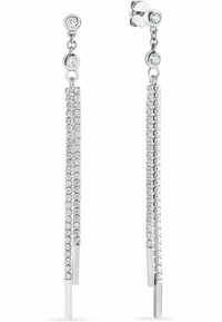 Sølv hangøre med kæde design, prydet med klare cubic zirconia sten i rækker, afsluttet med slanke stænger.