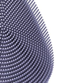 Grille courbée de tiges cylindriques verticales espacées uniformément disposées en motif, créant une texture tridimensionnelle ondulée.