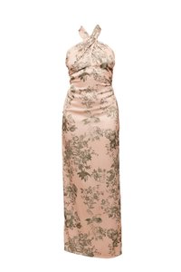 KALINA HALTER NECK - Pidulikud riided - champagne/khaki print