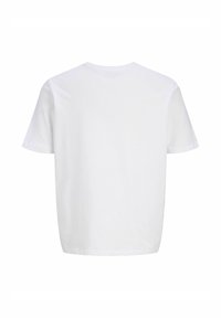 T-shirt blanc uni à manches courtes vu de dos, avec un col rond et un ourlet droit.