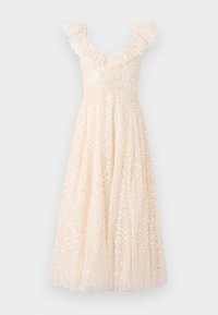 SCATTER DOT RUFFLE BACKLESS BALLERINA DRESS - Pidulikud riided - cream