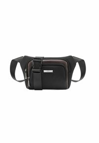 Czarna nylonowa torba na ramię o eleganckim wyglądzie, z główną przegrodą z zamkiem błyskawicznym oraz regulowanym paskiem dla zapewnienia bezpiecznego dopasowania.