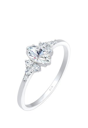 NicoWerk Orecchini Donna Argento 925 – A Goccia Con Pietra Bianca, Design Curvo, Eleganti, 2,6 Cm