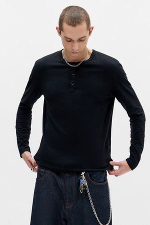 BDG Urban Outfitters HENLEY  - Pikkade varrukatega topp - black