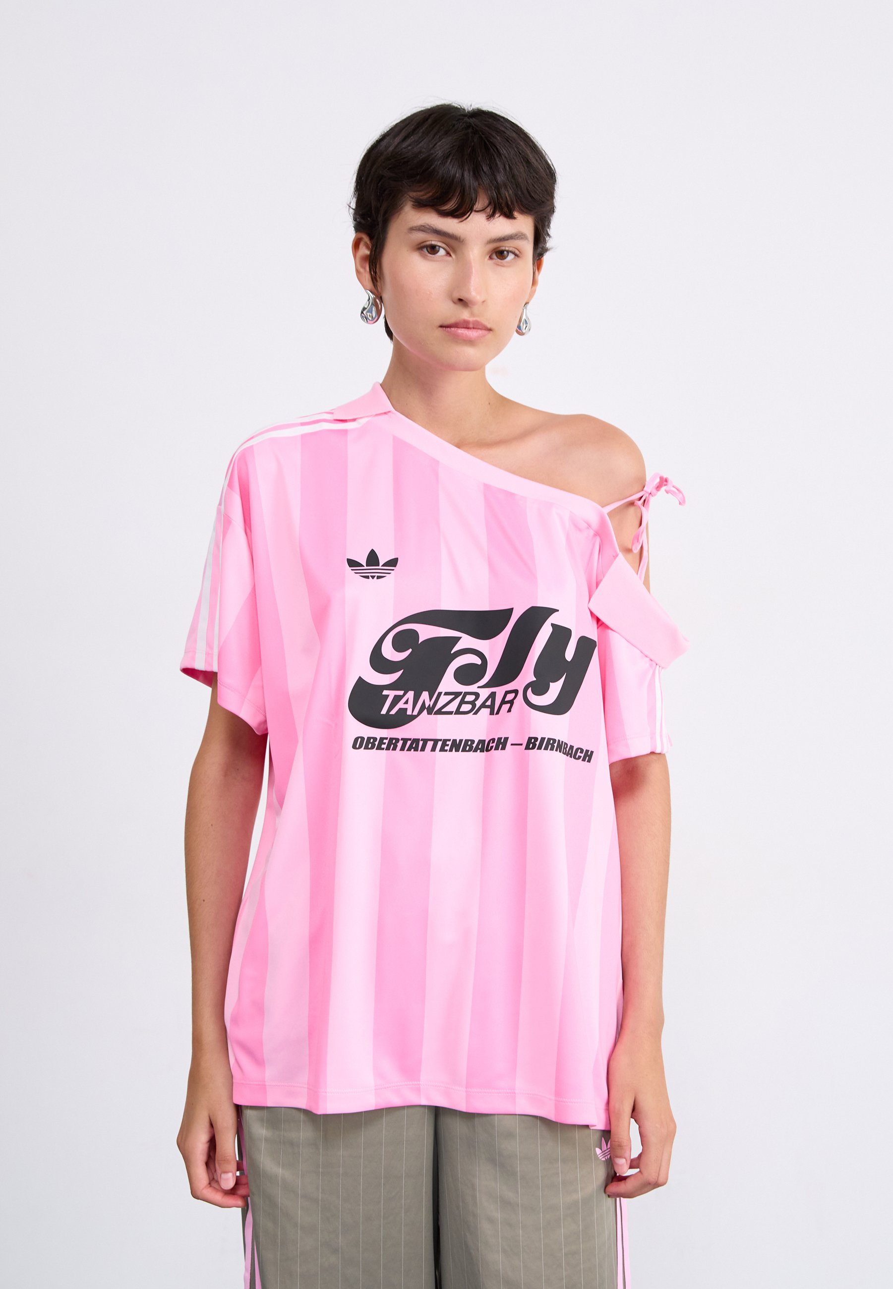 Maglietta Donna Maniche Corte A Righe Raglan - Rosa, Taglia S