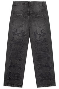 FAVELA EMBROIDERY UNISEX - Ohlapne kavbojke - black washed