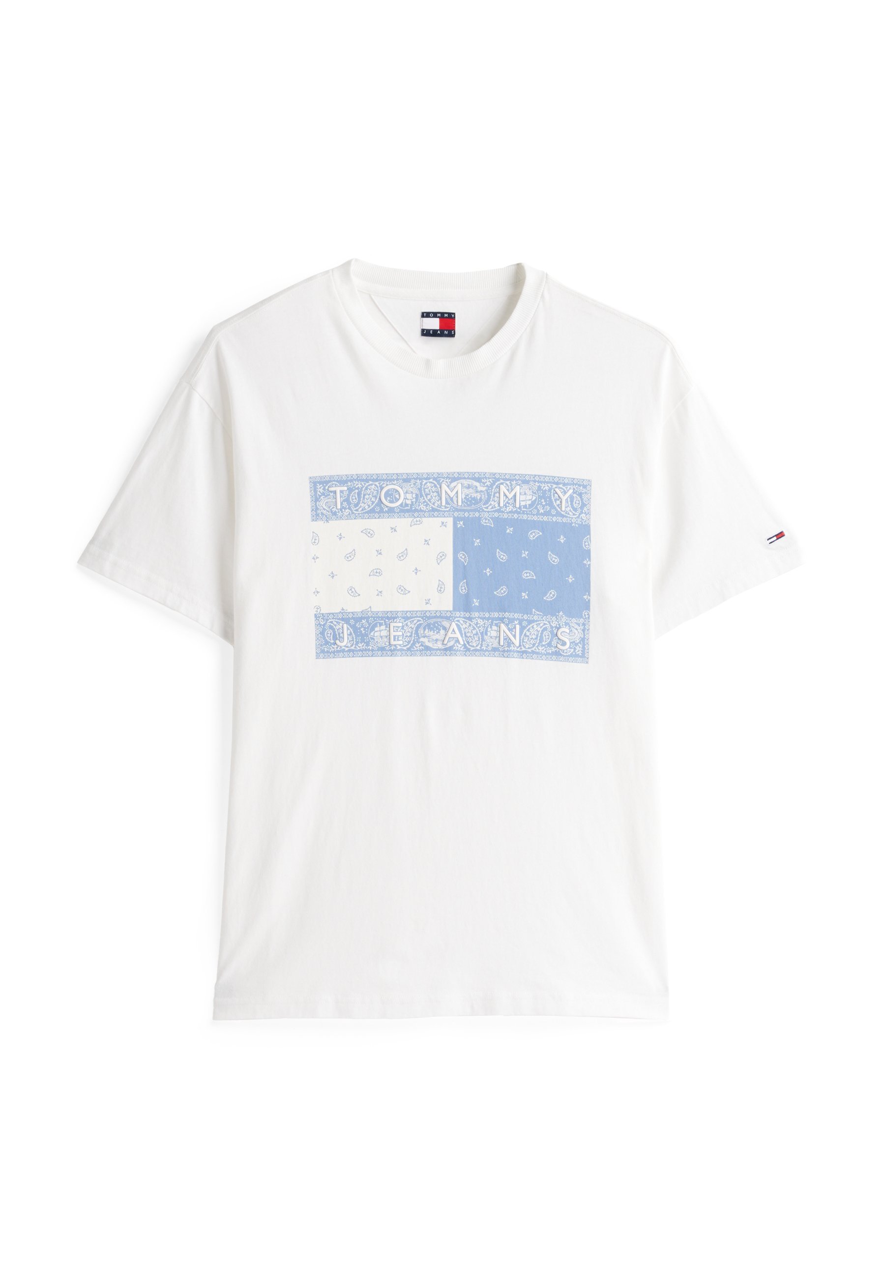 Tommy Jeans PAISLEY FLAG TEE UNISEX - Print T-shirt - ecru