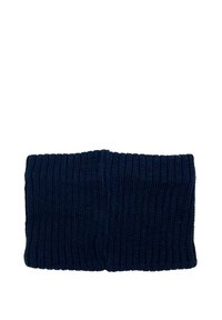 Bandeau en tricot côtelé bleu marine, offrant un ajustement près de la tête et une texture douce, conçu pour la chaleur et le confort par temps froid.