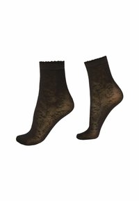 Strømper - schwarz black flowers