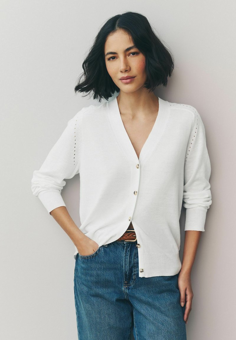 Next BUTTON UP REGULAR FIT - Cardigan - white