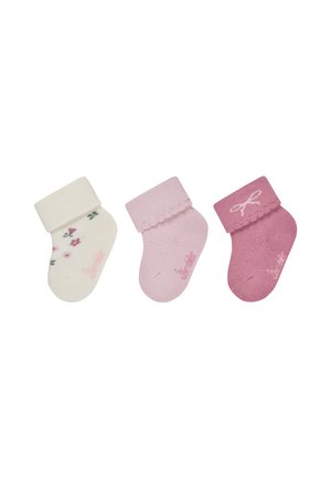 Sterntaler, BABY SOCKEN MIT UMSCHLAG 3ER PACK BLUMEN, UNI UND SCHLEIFE - Socks - ecru