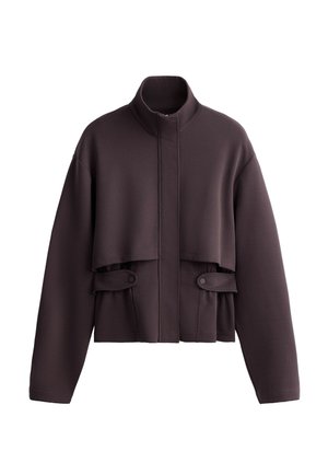 OYSHO, SHORT PIQUÉ BELTED JACKET WITH BELT - Veste légère - purplish brown