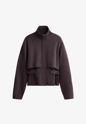 OYSHO, SHORT PIQUÉ BELTED JACKET WITH BELT - Veste légère - purplish brown