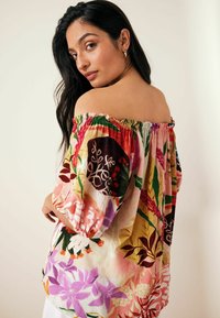 Next SHORT SLEEVE TIE NECK BARDOT  - Pluus - multi tropical floral print