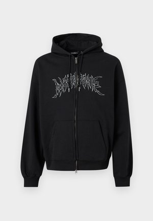 DIARY BOXY ZIP HOODIE UNISEX - Sweatjacke - black