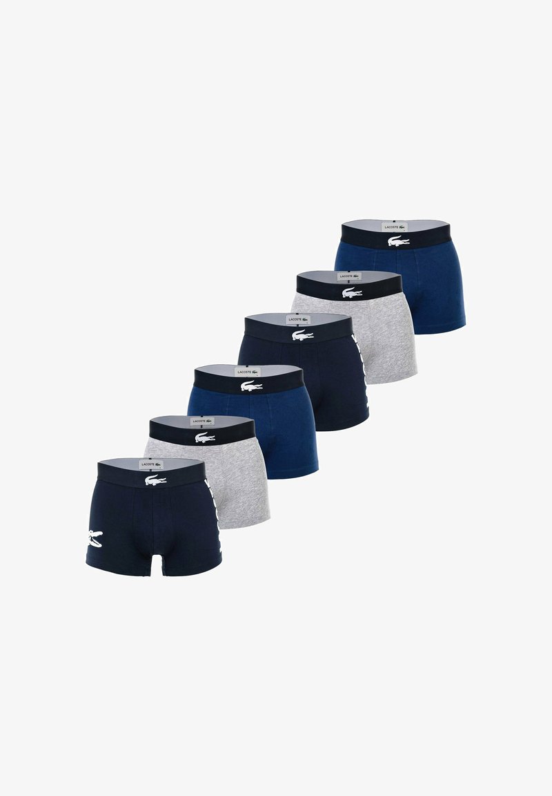 Set di sei boxer da uomo in cotone blu navy e grigio. Caratterizzati da cinturini elastici con logo di marca. Texture morbida con un design aderente.