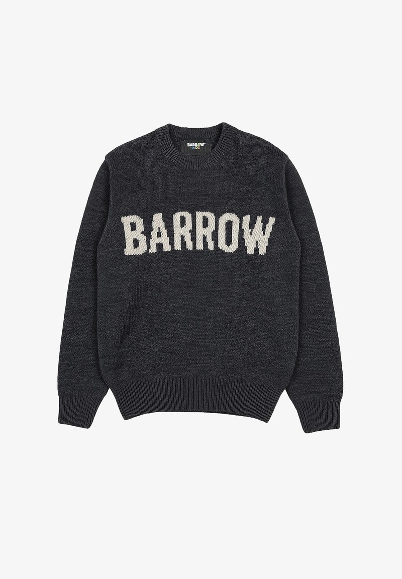 Maglione lavorato a maglia di un grigio scuro con colletto a girocollo e maniche lunghe, con la scritta "BARROW" in bianco a contrasto sul petto.