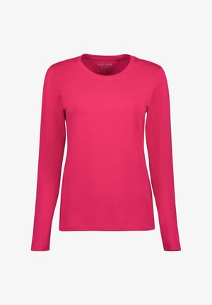 Langsleeve shirt in felroze, met een ronde halslijn en een soepele, lichte stof met een eenvoudig, aansluitend ontwerp.