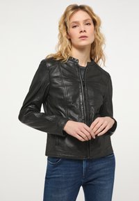 Mustang Leren jas - schwarz
