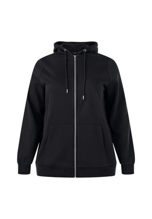 Zizzi, KAPUZENSWEATSHIRT MIT REISSVERSCHLUSS UND TASCHEN - Mikina so zipsom - schwarz