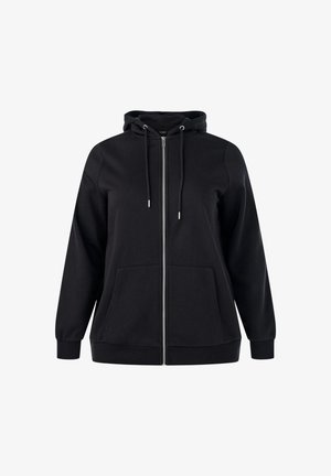 Zizzi, KAPUZENSWEATSHIRT MIT REISSVERSCHLUSS UND TASCHEN - Felpa con zip - schwarz