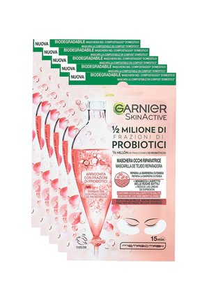 Garnier SKINACTIVE, MASCHERA OCCHI IN TESSUTO ARRICCHITA CON 1/2 MILIONE DI FRAZIONI DI PROBIOTICI, RIPARATRICE PER TUTTI I TIPI DI PELLE, 6G - 5 PACK - Cura di ciglia e sopracciglia